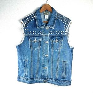 Vocal‎ Pearl Denim Vest Sz L